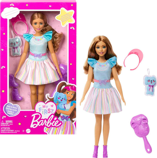 Barbie My First Preschool Doll, Teresa with 13.5-inch Posable Body & Brunette Hair, Plush Bunny & Accessories