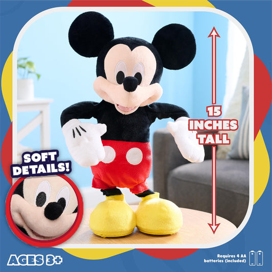 Disney Junior Mickey Mouse Hot Diggity Dance Mickey Feature Plush, Motion, Sounds, and Games, Officially Licensed Kids Toys for Ages 3 Up by Just Play