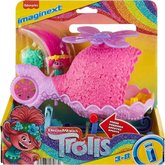Fisher-Price Imaginext DreamWorks Trolls Toy Helicopter and Poppy Figure Playset, Poppy’s Copter with Spinning Propellers, Age 3-8 Years