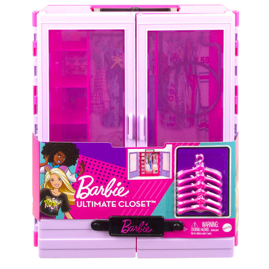 Barbie Fashionistas Ultimate Closet Accessory, Translucent Doors, Storage Spaces, Fold-out Rack, 6 Hangers, Great For 3 Years Old & Up