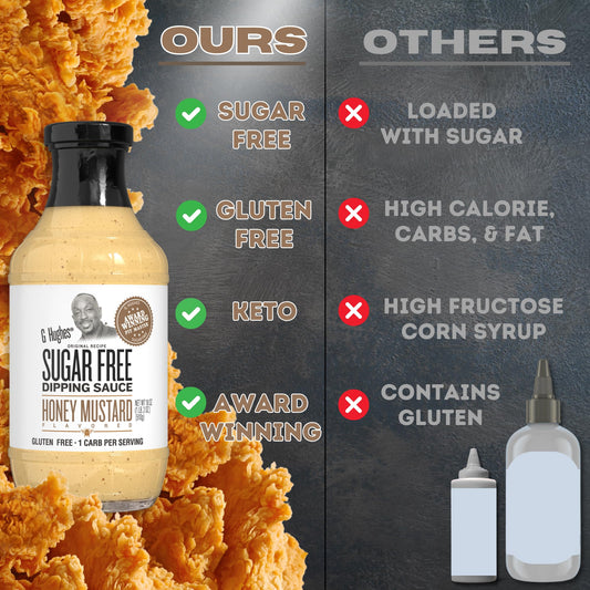 G Hughes Sugar Free, Honey Mustard Dipping Sauce - Sugar Free Honey Mustard, Gluten Free Mustard, Keto Honey Mustard, Low Carb Honey Mustard Dressing, Sugar Free Mustard -18 Oz (1-Pack)