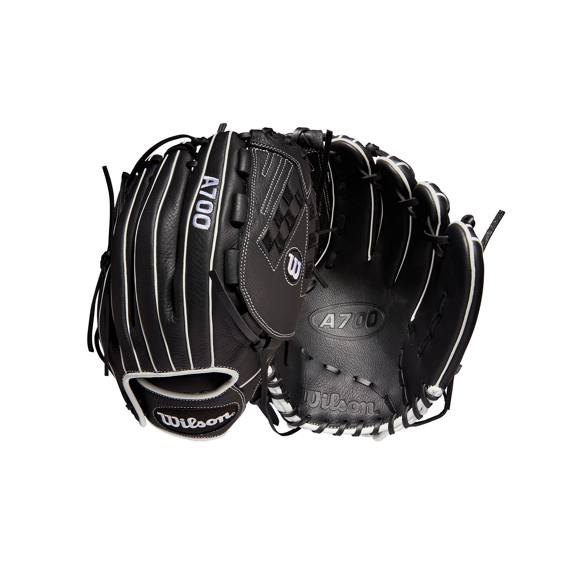 Wilson 2022 A700 12.5" Fastpitch Outfield Glove - Left Hand Throw, Black/White
