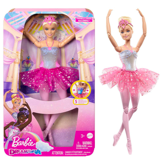 Barbie Dreamtopia Twinkle Lights Ballerina Doll with Blonde Hair & Light-Up Feature Wearing Royal Headband & Pink Tutu