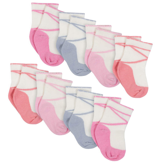 Gerber Baby Girls 8-Pair Wiggle Proof Sock, Ballet, 0-6 Months