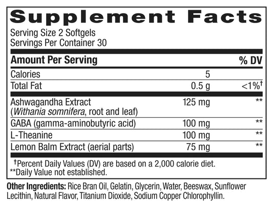 OLLY Ultra Strength Goodbye Stress Softgels, GABA, Ashwagandha, L-Theanine and Lemon Balm, Stress Relief Supplement - 60 Count