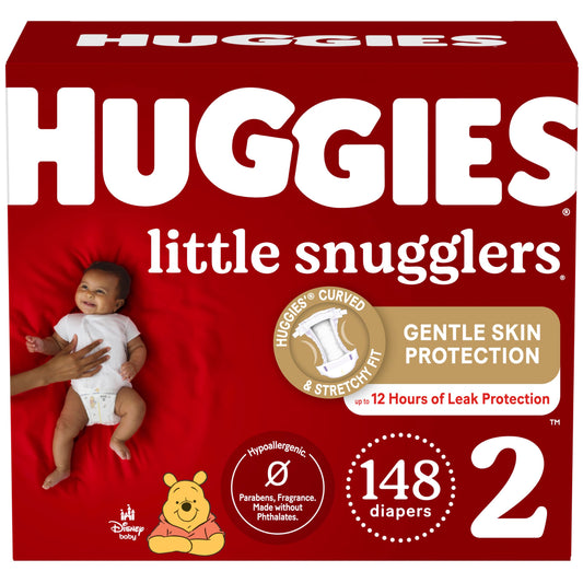 Huggies Size 2 Diapers, Little Snugglers Baby Diapers, Size 2 (12-18 lbs), 148 Count