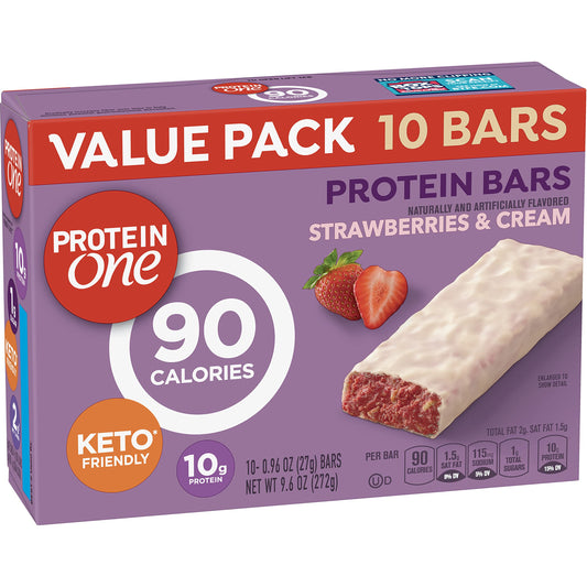 Protein One 90 Calorie Keto Protein Bars, Strawberries and Cream, 10 ct