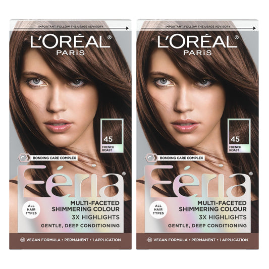 L'Oreal Paris Feria Multi-Faceted Shimmering Permanent Hair Color, French Roast, Pack of 2, Hair Dye