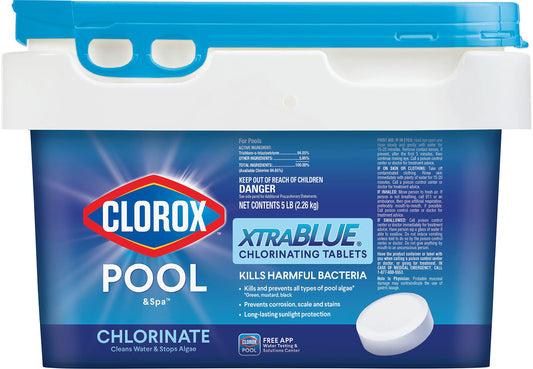 CLOROX Pool&Spa XtraBlue 3” Chlorinating Tablets, Kills Bacteria & Stops Algae, 5 LB