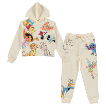 Celebrating 100 Years of Disney Magic with Our Girls' Cropped Hoodie and Jogger Set - Sizes 4-16