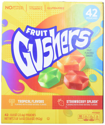 Betty Crocker Fruit Gushers Snacks Net Wt (42Count/0.8 Oz Net Wt 33.6 Oz),, ()