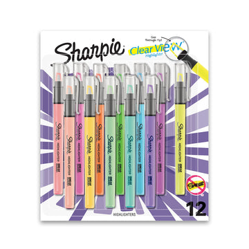 SHARPIE Highlighter, Clear View Highlighter with See-Through Chisel Tip, Stick Highlighter, Assorted, 12 Count