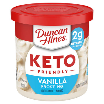 Duncan Hines Keto Friendly Vanilla Flavored Frosting, Gluten Free, Zero Sugar Added, 11 oz