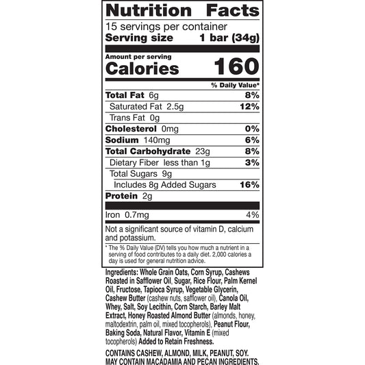 Nature Valley Sweet & Salty Nut, Cashew Granola Bars, Family Pack, 15 ct, 18 oz