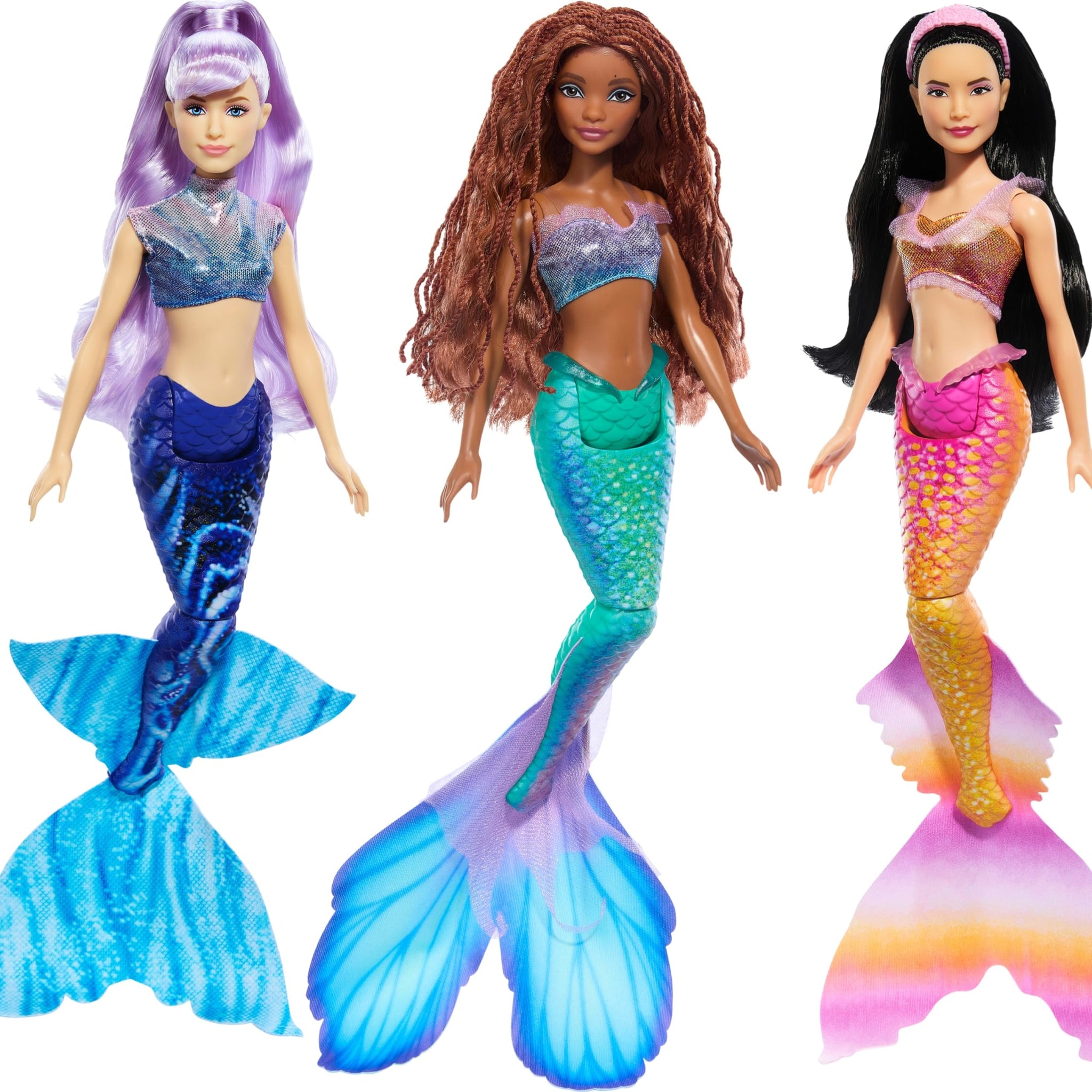 Mattel Disney The Little Mermaid Ariel Sisters Doll Set with 3 Fashion Mermaid Dolls, Includes Mala, Karina, and Ariel