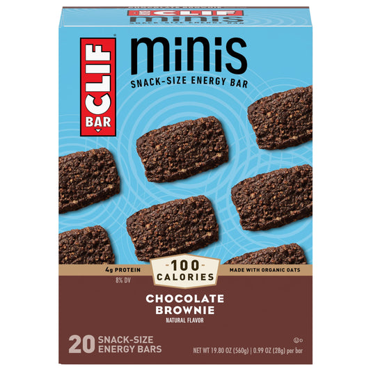 CLIF BAR Minis - Chocolate Brownie Flavor - Made with Organic Oats - 4g Protein - Non-GMO - Plant Based - Snack-Size Energy Bars - 0.99 oz. (20 Pack) - CASE