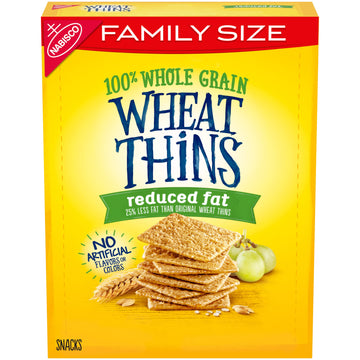 Wheat Thins Reduced Fat Whole Grain Wheat Crackers, Family Size, 12.5 Oz, 1Count