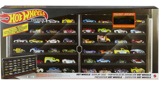 Hot Wheels Display Case with Exclusive Mercedes-Benz 190E 1:64 Scale Sports Car for High-End Collectors, Premium Fit & Finish, Stores Up to 50 Cars