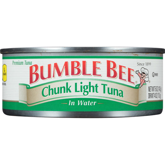 BUMBLE BEE Chunk Light Tuna in Water, 5 Ounce Cans (Pack of 48), Wild Caught, Canned Tuna, High Protein, Keto Food, Keto Snack, Gluten Free, Paleo Food, Canned Food