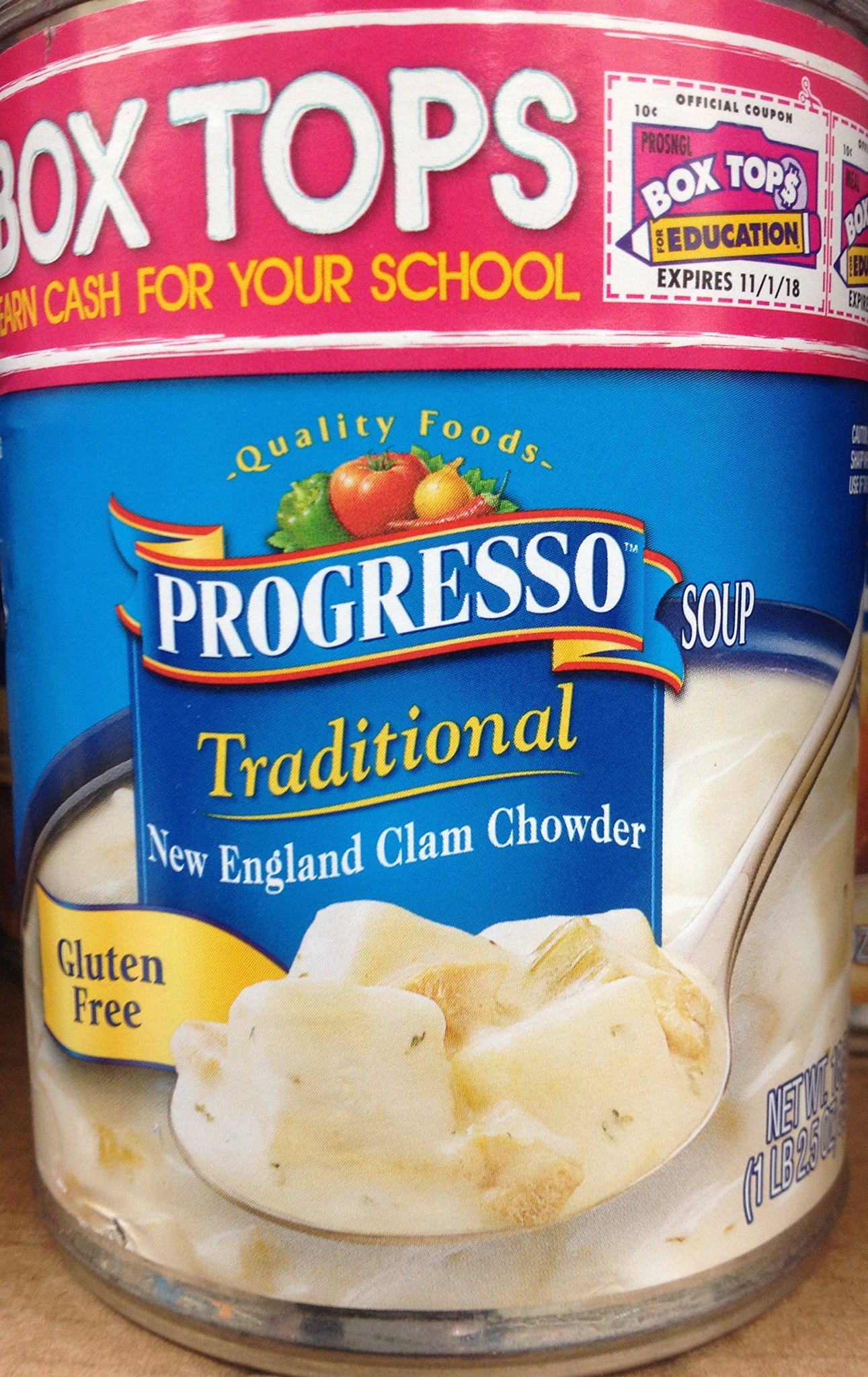 Progresso Traditional New England Clam Chowder Soup 18.5oz Can (Pack of 5)