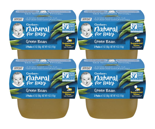 Gerber Natural for Baby 1st Foods Baby Food Tubs,Non-GMO Pureed Baby Food for Supported Sitters, Made with Natural Vegetables (2 Count (Pack of 4))