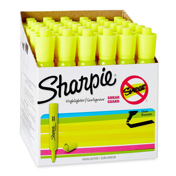 Fluorescent Yellow Tank Style Highlighters, Chisel Tip (Box of 36)