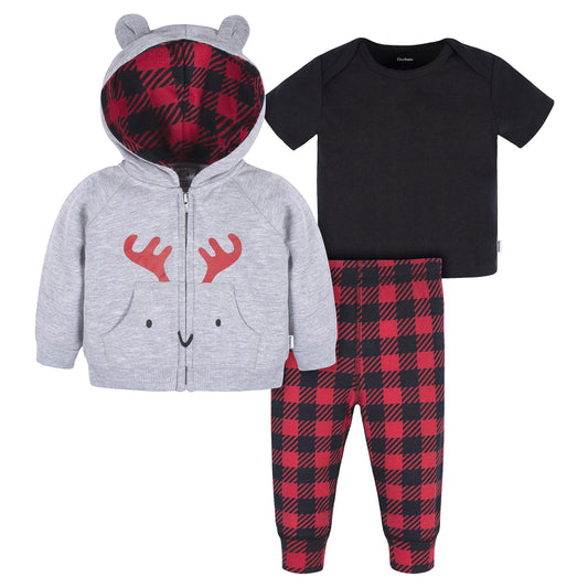 Gerber Baby Boys Toddler Zip Hoodie & Joggers Clothing Set Red Moose 3T