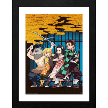 ABYSTYLE GB eye Demon Slayer Kimetsu No Yaiba Key Art Framed Poster Print 12" x 16" Anime Manga Wall Art Prints for Bedroom Office Room Decor Gift