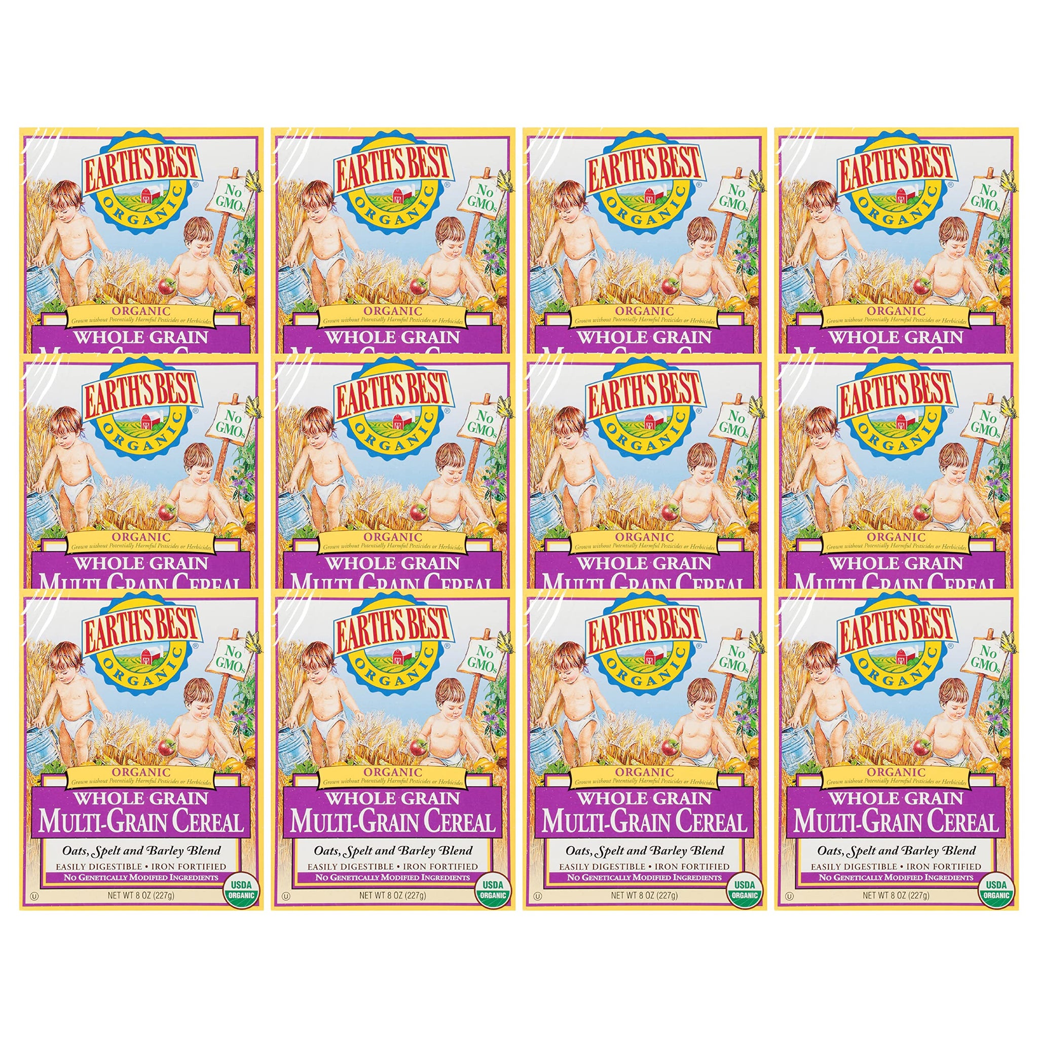 Earth's Best Organic Baby Food, Organic Whole Grain Multi-Grain Baby Cereal, Non-GMO, Easily Digestible and Iron Fortified Baby Food, 8 oz Box (Pack of 12)