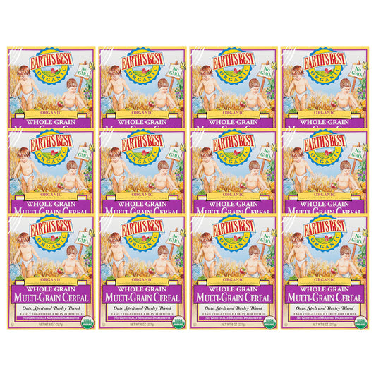 Earth's Best Organic Baby Food, Organic Whole Grain Multi-Grain Baby Cereal, Non-GMO, Easily Digestible and Iron Fortified Baby Food, 8 oz Box (Pack of 12)