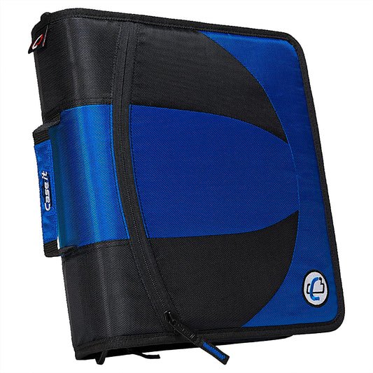 Case-it The Dual 2.0 Zipper Binder Backpack - Two 2 Inch D-Rings - 5 Subject File Folder - Multiple Pockets - 800 Sheet Capacity - Comes with Shoulder Strap - Blue Dual-301