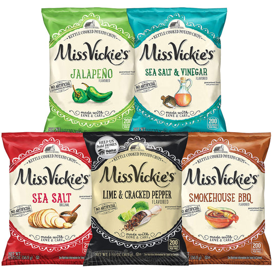 Miss Vickie's Kettle Cooked Potato Chips, Variety Pack, 1.375 Ounce (Pack of 28)